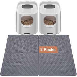 Lot De 2 Tapis De Litière Pour Chat,71 X 51 Cm,Grand Tapis De Bac À Litière En Silicone,Imperméable,Tapis Durable Pour Bac À Litière-Gris - Neuf