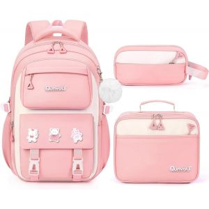 KALSC-Ensemble De Sac À Dos Fille Primaire 3 Pièce,2025 Cartable Enfant Scolaire Avec Sacs À Déjeuner Et Trousse Crayon,Sac Ecole Fille Pour Cp Ce Cm 6 À 12 Ans-Rose - Neuf