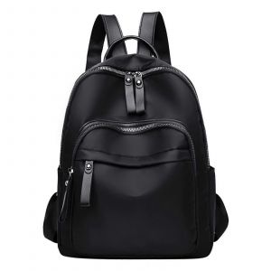 2025 Femmes à la Mode de l'École Sac à dos, Solide Tissu de Couleur, de Grande Capacité, Bandoulière Réglable, Double fermeture à Glissière, Sac d'ordinateur Portable, Taille unique Noir - Neuf