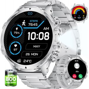 Montre Connect&eacute;e Homme Avec &Eacute;cran Hd De 1,85'' Et Torche Led/800Mah,Smartwatch Homme Avec Appel Bluetooth,Ip68 &Eacute;tanche 110+ Sportifs/Sommeil Moniteur Pour Android Ios - Neuf