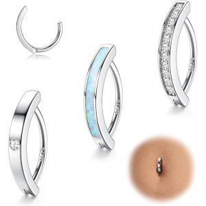 14g Piercing Nombril Hoop En Argent 925 Pour Femme Belly Bar Piercing Nombril Anneau Nombril Barbell Bijoux - Neuf