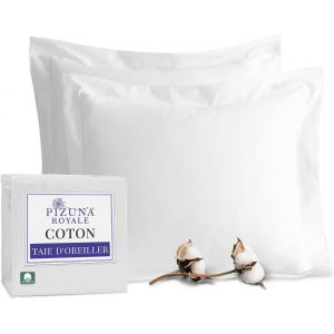 Ulteronixshop-Coton Set de 2 Taies d'oreiller 65x65 cm Blanc, 1000 Fils au Pouce, 100% Coton &agrave; Fibres Longues en Armure Satin Taies d'oreiller en Coton 65x65 avec Rabat de 20cm - 2 Pi&egrave;ces - Neuf