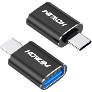 KALANKA-Adaptateur USB C vers USB Lot de 2,Charge Rapide 100W,10Gbps Adaptateur USB 3.2 Femelle vers Type-C M&acirc;le Fonction OTG pour M-acBook Pro/Air Phone15 16 Pad G-alaxy S-urface D-ell X-PS Noir - Neuf