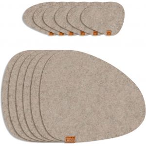 ERYI-® Lot De 12 Sets De Table En Feutre - Durable - De Qualité Supérieure - Certifié Ökotex - En Bouteilles Pet 100 % Recyclées - 40 X 32 Cm - Lavables - Dessous De Verre - Beige - Neuf