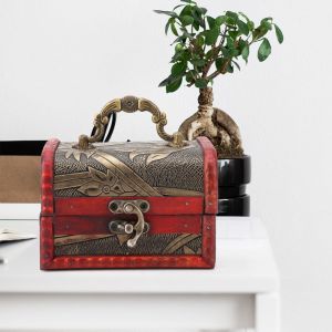 Boite de rangement de bijoux en bois style europeen vintage avec fleurs, support pour decoration d'interieur (#1) - Neuf