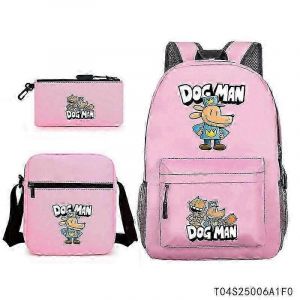 Sac a dos d'ecole isotherme pour enfants avec motif chien et homme Dav Pilkey en 3D, sac a dejeuner, trousse a crayons, cadeaux - Neuf