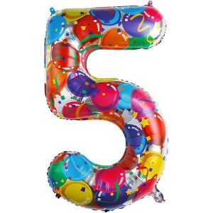 40 Pouces Foil Ballon Chiffre 5 Multicolore (101cm),Gonflable Hélium ou Air,Géant Numéro 0-9,10-29,30-100,Grand Ballons pour Mariage,Décoration de Fête d'anniversaire - Neuf