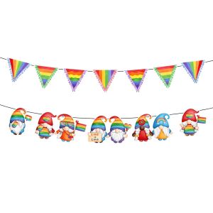 CHECARZHN--NO1-Banderole Arc-En-Ciel Pride Lgbtq - Fanions Arc-En-Ciel - Nain De La Main Dans La Main Avec C?ur - Bannières D'Amour Pour Lesbiennes Gay - Fournitures De Fête - Décoration De Mois Des - Neuf