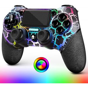 Contrôleur Sans Fil Oled Pour Ps4, Design Personnalisé Noir Avec Lumière Rgb, Batterie 1000Mah, Prise Audio 3,5Mm Et Fonction[J40] - Neuf