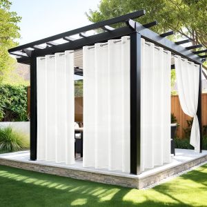 Nouvelhorizonstore-Rideau D'ext&eacute;rieur Transparent R&eacute;sistant Aux Intemp&eacute;ries Avec ?Illets Imperm&eacute;able Protection Solaire Pour Pavillon, Terrasse, Pergola, Balcon, Jardin L 137 X H 275 Cm, 2 Panneaux, - Neuf