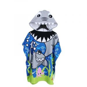Serviette De Plage À Capuche Pour Enfants, Serviette De Bain À Séchage Rapide, Serviette De Piscine À Capuche Pour Filles Et Garçons, Motif Requin - Neuf