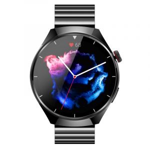 Montre connect&eacute;e, appels Bluetooth, fr&eacute;quence cardiaque et tension art&eacute;rielle Noir + Acier Noir - Neuf