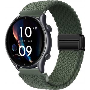 Nylon Braided Strap For Amazfit Gtr 47mm/2/2e/3/3 Pro/Gtr 4/4 Pro/Stratos 3/Stratos 2, 22mm Elastic Strap For Xiaomi S1/Xiaomi Mi/S1 Active/S3/Watch 2 - Neuf