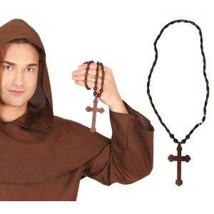 Chapelet Bois Croix Latine Religion 48cm - Neuf