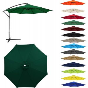 Ulteronixshop-Auvent De Remplacement Pour Parasol 2,0/2,3/2,5/2,7m/3,0m, 6 Baleines/8 Baleines Toile De Parasol D&eacute;port&eacute; Remplacement Pour Cour,Jardin,Plage, Protection Uv 50+ (3.0m-6 Ribs,Vert Fonc&eacute;) - Neuf
