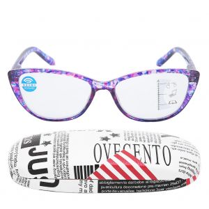 Lunettes De Lecture Multifocales Anti-Rayons Bleus, Anti-Fatigue Visuelle, Avec Etui + Monture Bleu Violet 150 - Neuf