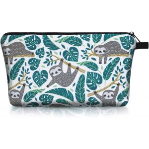 MAA-Trousse à Maquillage en Toile Petite Pochette à Fermeture éclair Organiseur de Toilette Accessoire de Voyage pour Adolescentes Rangement Beauté Paresseux Vert Organiseur de Sac Motif - Neuf