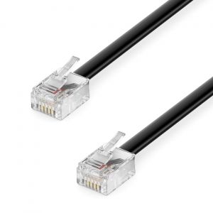 2M Câble Téléphonique Rj11 - Modulaire 6P4C Western Rj11-Rj11 Plat Pour Prise Téléphonique, Modem, Routeur, Fax, Isdn, Dsl, Vdsl, Internet - Noir[Z2001] - Neuf
