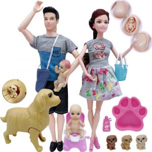 Poupee Barbie Enceinte : Les Femmes Enceintes Ont De Gros Ventres, Donnent Naissance A Des Bebes, Une Famille De Cinq Cadeaux, Aiment Les Jouets Pour Enfants A La Maison - Neuf