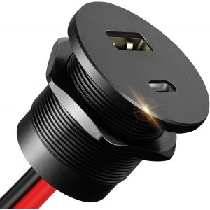 JGD-Aluminium Prise USB C 12V pour Camping-Car, Double Port Chargeur PD 30W & QC 18W Prise de Chargeur de Voiture, Montage Encastr&eacute; pour Caravane Bateaux Remorque Truck Van Camion 1 Pi&egrave;ce - Neuf