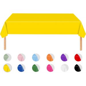 Jaune Nappe Pour F&ecirc;te De Anniversaire,137x274cm Nappe Happy Birthday Couverture Rectangulaire Jaune Nappe Party De Table &Agrave; Manger Cuisine Banquet - Neuf