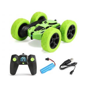 Camion vert radiocommand&eacute; 4x4 2,4 GHz &agrave; rotation double face &agrave; 360&deg; - Neuf