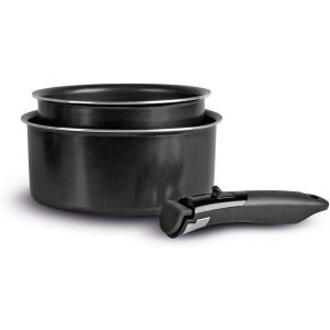 Subzonal-713284, Set De 2 Casseroles &Oslash;16 Et 20cm En Aluminium Anti-Adh&eacute;rent Sitram Avec Poign&eacute;e Amovible - Tous Feux Sauf Induction, Noir - Neuf