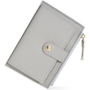KALANKA-Portefeuille Femme Cuir, Porte Monnaie Mini Porte Cartes, avec Fermeture éclair, avec 6 Emplacements de Carte, éclair Poche à Monnaie, Porte Carte de Credit Cuir, 14 * 9 * 0.5cm (Gris Clair) - Neuf