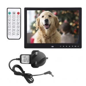 Cadre photo numerique portable HD 12 pouces, horloge, lecteur de films, album avec telecommande (noir, Royaume-Uni, AC 110-240 V) - Neuf