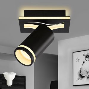 KAL-Plafonnier Spot, Plafonnier Avec Lueur Inférieure 7W + 6W Gu10 Spots, Plafonnier Spot Blanc Chaud 3000K, Moderne Applique Murale Pivotant, Plafonnier Led Pour Cuisine Salon Chambre (1 Spots) - Neuf