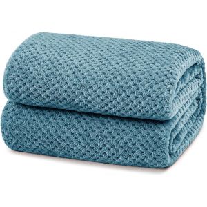 Ytfhg-Plaid Couverture Polaire, Jeté De Canapé En Flanelle, Bleu Ardoise 220 X 240 Cm, Couverture De Lit Doux Et Chaud Pour Toutes Les Saisons - Neuf