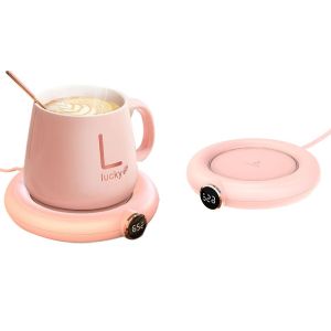 Chauffe-Boisson Usb Avec Sous-Verre &Agrave; Temp&eacute;rature R&eacute;glable - Rose - Neuf