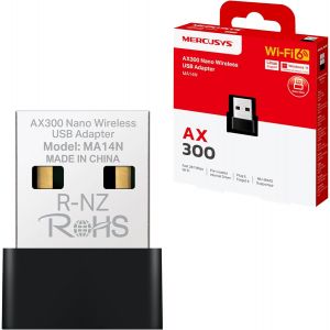 MEVRONISSHOP-Mercusys TP-Link MA14N AX300 WiFi 6 WiFi USB, Cl&eacute; WiFi pour PC Fixe, 287Mbps sur 2.4GHz, Design Nano, format ultra-compact, Installation Plug-&-Play, Compatibilit&eacute; Windows 11/10/7 +Linux - Neuf