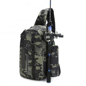 Sac De Rangement Pour Materiel De Peche Avec Porte-Canne, Bande Reflechissante, Sac A Bandouliere Pour La Peche En Plein Air, La Randonnee Et Le Camping - Neuf