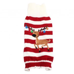 Hjlian Pull Chaud A Rayures Pour Animaux De Compagnie, Vetement D'hiver Tendance Pour Chat Et Chien, Ideal Pour Noel (Rouge, Taille M) - Neuf