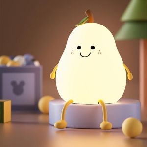 Veilleuse Enfant Tactile Led, Forme Poire Créative Veilleuse Bébé, Couleurs Usb Rechargeable, Lampe De Silicone, Lampe De Chevet, Deco Lampe Enfant Chambre Comme Cadeau Garçon Fille - Neuf