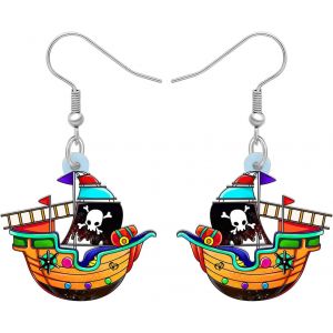 Kal-Halloween Pirate Tête De Mort Boucles D'oreilles Crossbones Bijoux Pour Femme Fille Skull Accessoire Charms - Neuf