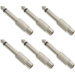 Lot de 6 Fiche Mono Mâle 6,35 mm vers Adaptateur Audio Femelle RCA - Neuf