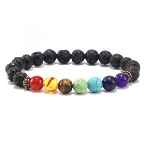 Hommes Femmes 8mm Roche De Lave 7 Chakras Aromath&eacute;rapie Huile Essentielle Diffuseur Bracelet Tress&eacute; De Corde De La Pierre Naturelle Yoga Perles De Bracelet De Bracelet - Neuf