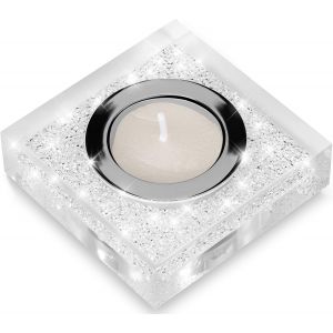 Porte-Bougies Chauffe-Plat Pr&eacute;cieux Lotus 1 Avec Des Cristaux Swarovski &iquest; D&eacute;coration De Table &Eacute;tincelante (1 Pi&egrave;ce, Blanc-Transparent) - Neuf