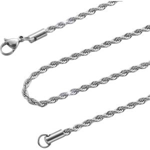 Trahoo-Chaîne En Acier Inoxydable Pour Hommes 2-4 Mm Chaîne Torsadée Pour Hommes 45-70cm - Neuf