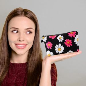 Petite trousse de Maquillage, produits de Toilette Organisateur Nylon Noir Mini Tournesol Sac &agrave; main Pochette de Crayons de Retour &agrave; l'&Eacute;cole des Accessoires pour les Adolescents, l - Neuf