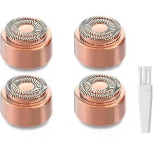 ERYI-4 Pack | Rechange Têtes De Rasoir Pour Épilateur Facial Flawless 3E Génération | Lames De Rechange Double Halo Pour Epilation Sans Défaut Finishing Touch - Or Rose - Neuf
