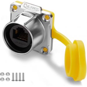KALANKA-LP-24 RJ45 Panel Mount Socket, 8P8C Dual Port Connector, Connecteur Circulaire pour Les Connexions Réseau, M24 Réceptacles Montés sur Panneau Connecteur étanche IP68 (RJ45 Socket) - Neuf
