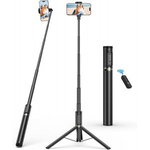 Cai-Perche À Selfie 157cm,Trépied Perche Selfie En Aluminium Avec Télécommande Bluetooth Rechargeable Pour Iphone Et Smartphones Android,Parfait Pour Voyage,Vlog,Enregistrement Vidéo,Noir - Neuf