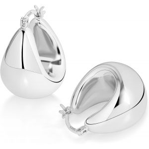 Alexcraft Boucles D'oreilles Créoles Épaisses 14k Or Argent 925 Plaqué Chunky Creoles Cadeau Bijoux Femme - Neuf