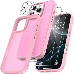 Kal-En 1 Coque Pour Iphone 16 Pro Max Avec 2 Verre Trempé Et 1 Caméra Protecteur, [Coussin D'air Intégré] Antichoc Antirayures Protection Housse Pour Iphone 16 Pro Max 6.9"", Rose - Neuf