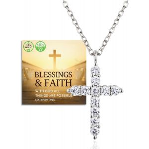 Kal-Collier Pendentif Croix En Diamant Plaqué Or 18k/Platine Pour Femmes|Bijoux Éco-Responsables Faits Main|Conçu En Italie|Réglable|Avec Carte|Pour Anniversaires,Fête Des Mères Et Mariages - Neuf