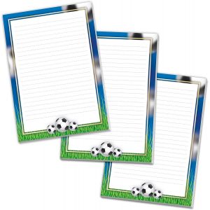 Lot De 3 Blocs De Papier À Lettre Colorés Pour Garçons Et Filles-Motif Football-3 Blocs A5 De 25 Feuilles Chacun) - Neuf