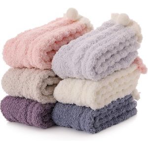6 Paires Womens Floue Chaussettes Moelleuses Pantoufle Cabine Souple Toison Sommeil Confortable Chaussettes - Neuf